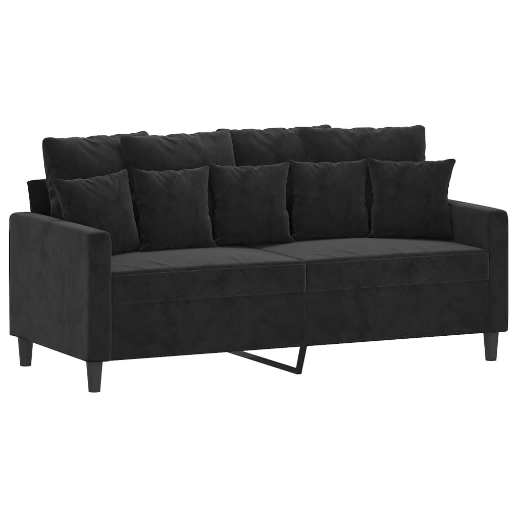 Rantry Set di Divani 2 pz con Cuscini Nero in Velluto, Set Divano Letto Sofà Soggiorno Divanoletto, Set Divano Moderno Divani per Esterno da Giardino, Esterno Arredamento Model3201705