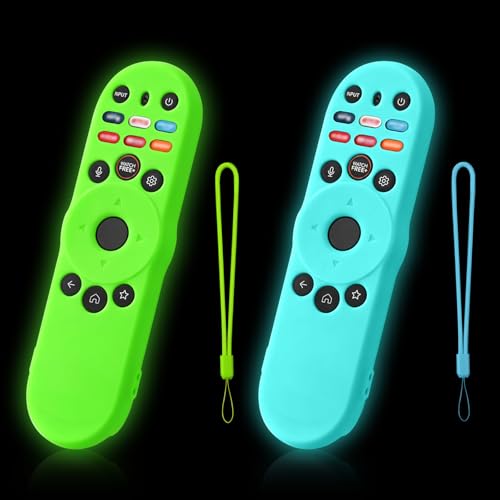 2-Pack Remote Cover for VIZIO XRT270 Remote Glowing in the Dark Silicone Case with Lanyard GITD Glow Green & Glow Blue