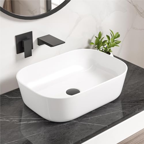 Bathroom Vessel Sink, Eridanus 18' x 13' White Vessel Sink Rectangular Bathroom Sink Porcelain...
