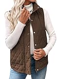 EVALESS Fall Jackets For Women Trendy 2025 Winter Cropped Lightweight Quilted Puffer Vest Fashion Spring Sleeveless Stand Collar Zip Up Outerwear Coat,Dark Brown Medium