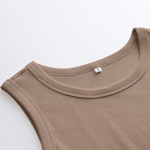 Image of ANRABESS Womens Sleeveless High Neck Tank Tops Fashion Summer Casual Basic Slim Fit Ribbed Racerback Top Shirt Clothes