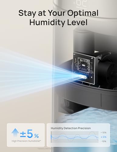 Image of DREO 16L Smart Humidifier Large Room 1000 ft, 130H Runtime, 30dB, Top Fill | Auto Mode, Remote /Touch /Voice & APP Control, Clean Tank Technology, RGB Light, Cool Mist Humidifiers 755S for Bedroom, Grey