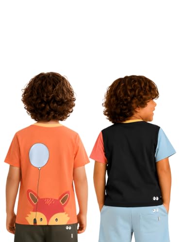 Image of Pilolo Kids Soft Cotton Lycra Pocket T-Shirt for Boys - (Combo Pack of 2)