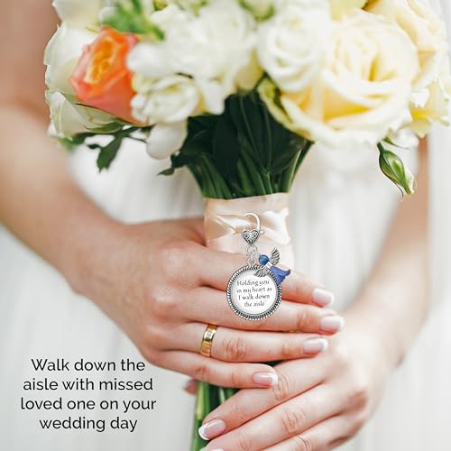 Something Blue Angel Charm for Bride on Wedding Day in my Heart as I Walk Down the Aisle Clip Charm with Blue Angel and Memorial Phrase4