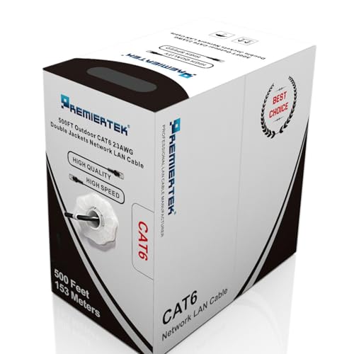 Cable de Red Premiertek Cat6 FTP 500ft Exterior Negro miniatura 1