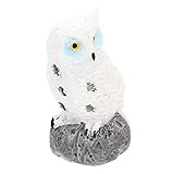 HOLIDYOYO Künstliche Eule Aus Kunstharz Lebensecht Handgefertigt Gartendeko Und Kinderzimmer Dekoration Weiß