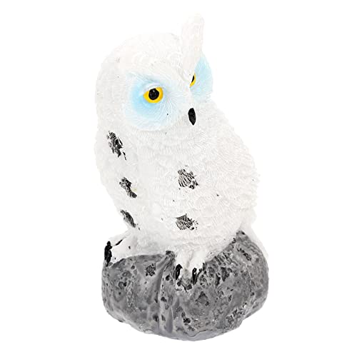HOLIDYOYO Künstliche Eule Aus Kunstharz Lebensecht Handgefertigt Gartendeko Und Kinderzimmer Dekoration Weiß