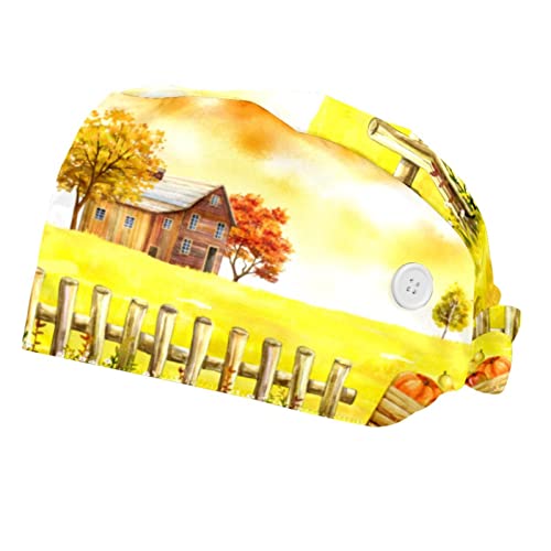Chapeaux bouffants ajustable 2PCS avec bandeau anti-transpiration citrouilles