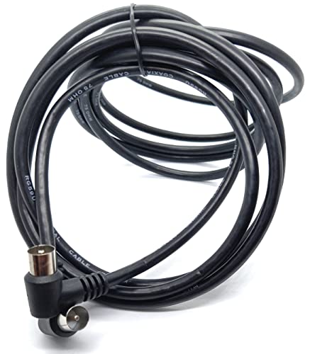 DRUT 3m TV RF Right Angle 90' Male Plug to Male Plug Coaxial TV Freeview Cable Lead 75 Ohm 10ft Black - Image 2