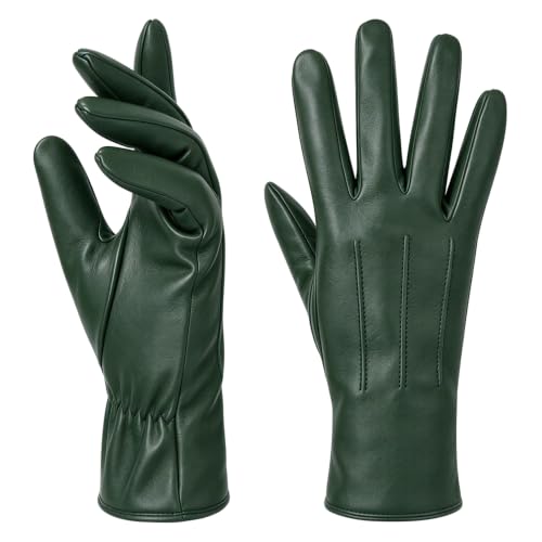 Gants tactiles cachemire Harssidanzar GL017, vert chasseur (M)