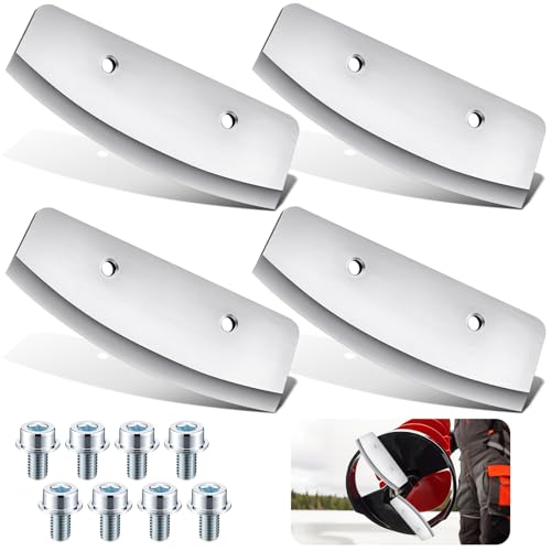 Hicarer 4 Pcs 8 Replacement Ice Auger Flat Blades Compatible with Eskimo/Strikemaster and Most 8'' Manual Ice Augers, Mounting Screw Hardware Included, Easy Installation
