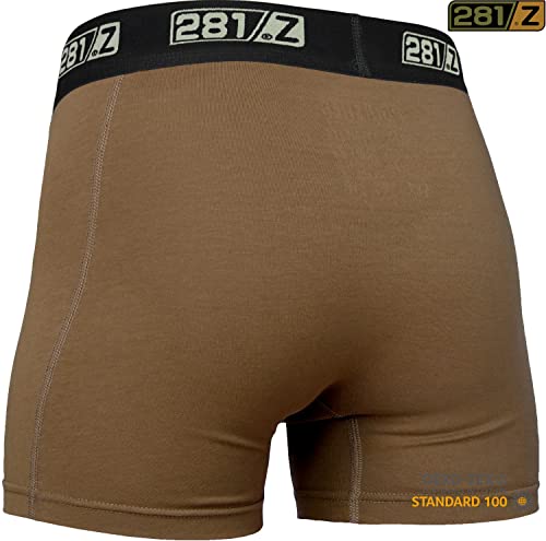 281Z Military Underwear Cotton 4-Inch Boxer Briefs - Tactical Hiking Outdoor - Punisher Combat Line (XXX-Large, Coyote Brown (2 Pack)) - Image 3