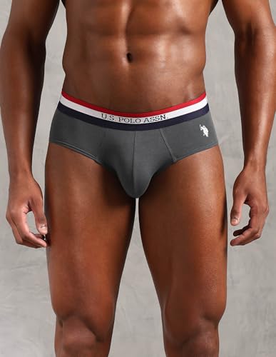 Image of U.S. Polo ASSN. Mens EB002 Anti Microbial Signature Cotton Stretch Underwear Brief -Pack of 3