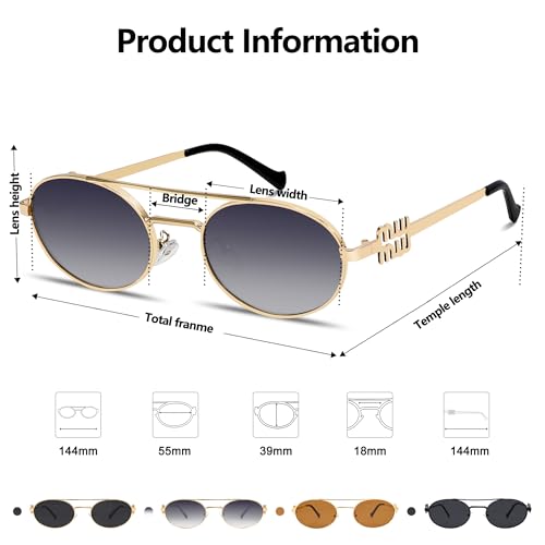 Image of Rmerom Retro Gold Metal Oval 90s Sunglasses for Women Small Chic Sunnies