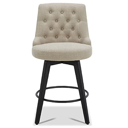 Image of Watson & Whitely Counter Height Bar Stools Swivel Barstools, Fabric Tan