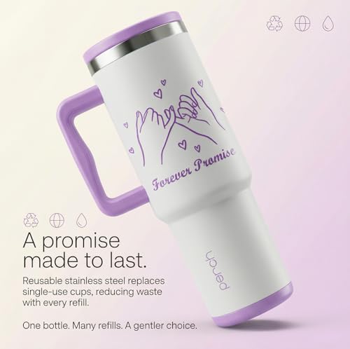 Image of Perch Hydro 1200ml Stainless Steel Tumbler with Handle & Straw | Double Wall Insulated Hot & Cold Flask | Valentine Gift Water Bottle for His & Her, Couples|with Premium Gift Box|Forever