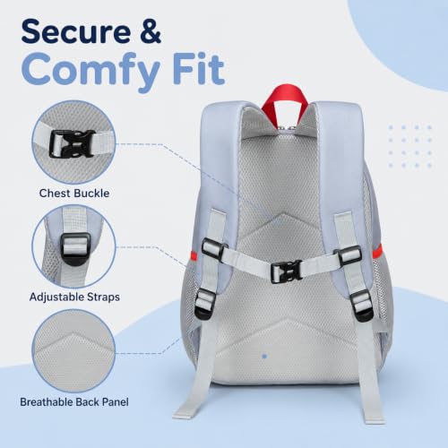 Image of LOIDOU Toddler Backpack for Boys, Excavator Construction Vehicle | Chest Strap, Padded Straps, Side Bottle Pockets, Daycare, Preschool, Travel