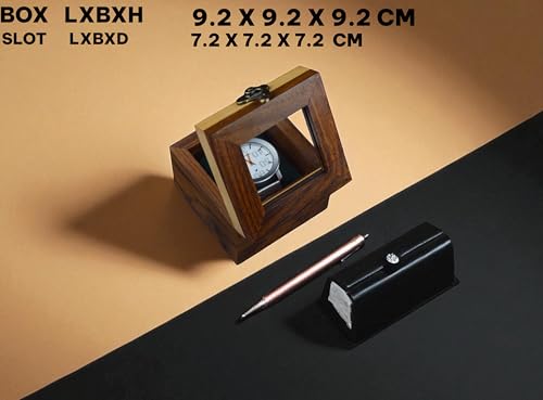 Image of Luxury Watch Box for Men - Watch Organizer with Glass Lid, Handmade Indian Solidwood Mens Watch Display Case, Velvet Cushions, Brass Lock, Premium Gift Storage Box for Watches. (1 Slot)