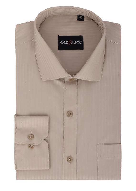 Image of MARK & ALBERT Men's Striped Full Sleeves Cotton Formal Shirt White | Stylish Shirt for Men
