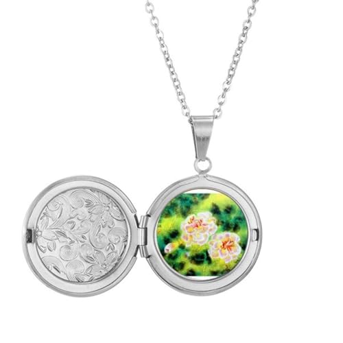 Fascination fleur peinture médaillon collier tenir photo pour femme élégante