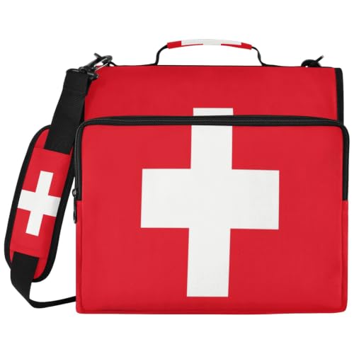 Classeur 3 anneaux 2 pouces zippé pour PC 14 pouces motif drapeau suisse