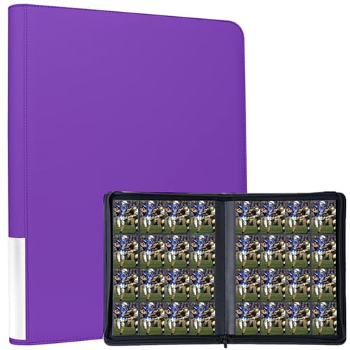 1000+ Pockets Card Binder, Trading Card Binder 16 Pocket, PU Cover with Costum Label, Card Collection Binder for Tcg, MTG, Yugi, Hoke Cards and Cards Sleeve, Card Holder Binders (Purple)