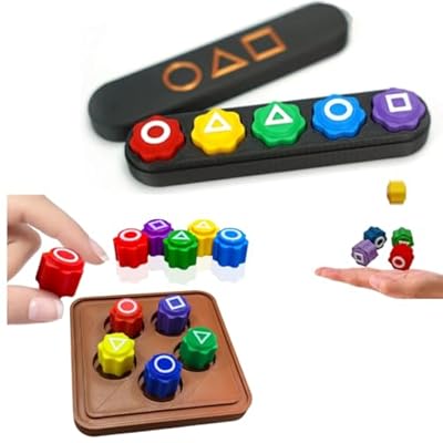 Squid Games Random] Korean Traditional Play Game 8PCS Gonggi Jack Stone Pebbles Set W/Round Case (3 Sets Real Gonggi