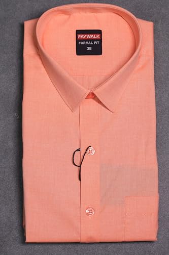 Image of Cotton Blend Formal Shirt for Men | Full Sleeve, Regular Fit, Button Down, Palin & Stylish Collared Neck | Breathable Lightweight Fabric for Office, College Meetings & Gathering