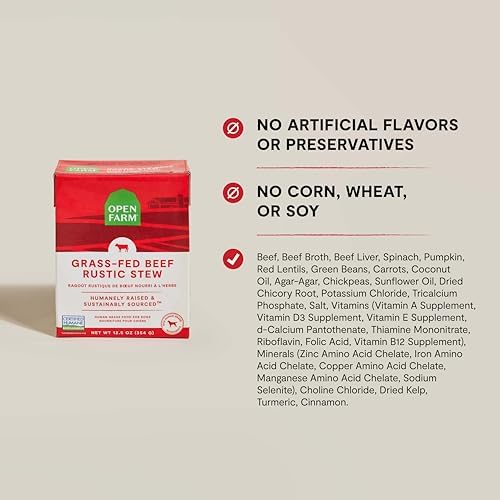 Open Farm Rustic Stews Wet Dog Food, Grain-Free, Complete & Balanced with Human-Grade Ingredients, Humanely-Raised Meat & Bone Broth, Grass-Fed Beef Recipe, 12.5oz Packs (Case of 12) - 5