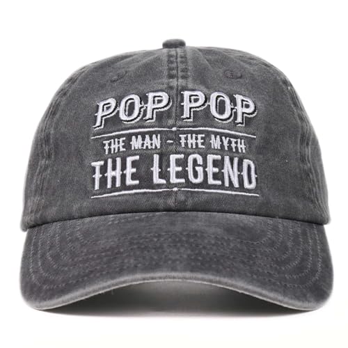 Image of Pop Pop Gifts Embroidered Cap, Funny Grandpa Gifts for Men, Adjustable Hat Gifts Accessory for Birthday & Christmas Grey