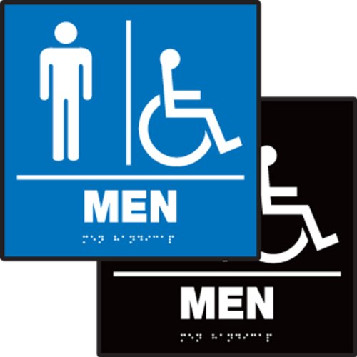 AccuformNMC PAD927BK Plastic ADA Braille Tactile Sign,"Men" with