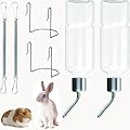 ZKFSIE 2 PCS Rabbit Water Bottle, Guinea Pig Water Bottle, Pet Water Bottles, Rabbit Drinking Bottle with Holder for Chinchillas Guinea Pigs Small Puppy Kitten Ferrets