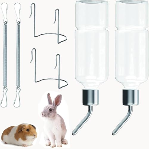 ZKFSIE 2 PCS Pet Water Bottle With Holder for Rabbits Chinchillas Guinea Pigs Small Puppy Kitten and Ferrets