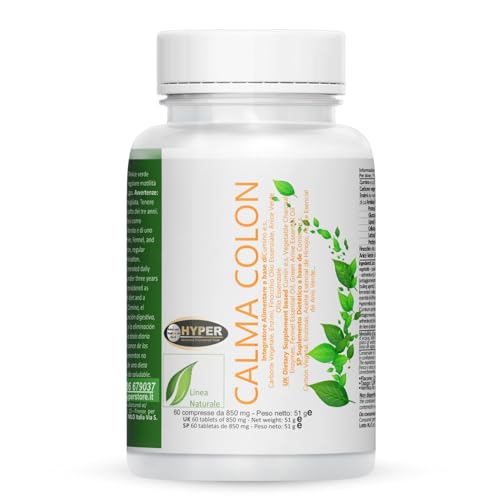 Hyper Calma Colon Integratore Naturale per il benessere intestinale, di Stomaco - estratti di Cumino, Carbone vegetale, Finocchio e Anice verde. 60 compresse. Prodotto in Italia