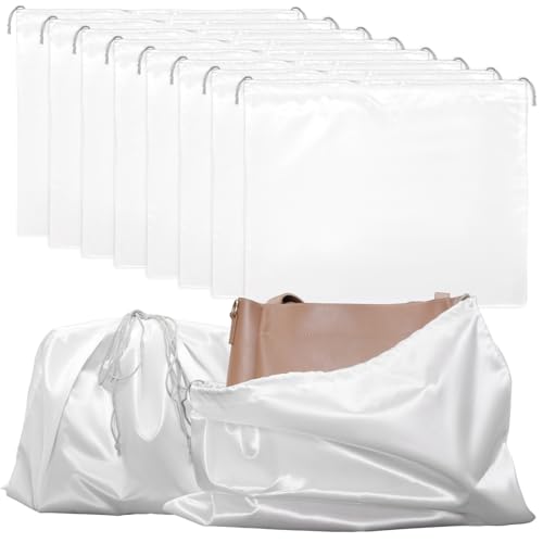 Avxzbef 8 Pcs Dust Bags Satin Drawstring Dust Bag for Handbag Dance Shoes Storage for Eye Shield Wig Packaging