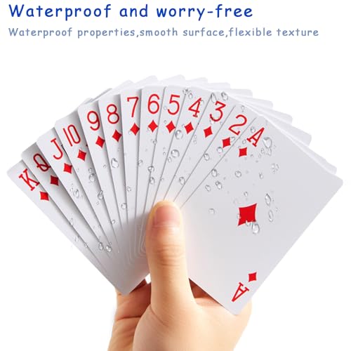 2 Kunststoff Spielkarten,wasserdichte Spielkarten,Poker Karten Poker Kartendeck,Bridge & Poker Poker Karten Spiele Professionelle Plastik Pokerkarten für Blackjack, Bridge.(Rot und Blau) – Bild 4