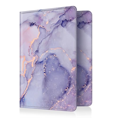 Fintie - Funda para pasaporte de vacunación, piel sintética de, con bloqueador RFID, para tarjetas de crédito, tarjetas de identificación, documentos de viaje, unisex-adultos, color mármol púrpura