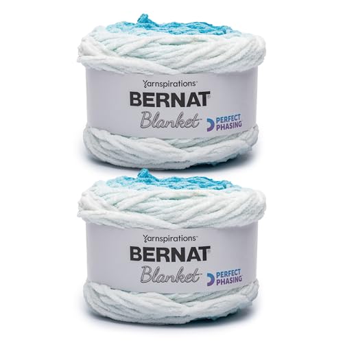 Image of Bernat Blanket Perfect Phasing - 2 Pack of 220 Yards /10.5 oz Electric Blue 100% Polyester Yarn