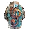 pmoyh Golden Note Blue Pullover Long Sleeve Hoodie Hooded Top Casual Sweatshirt for Men and Women XL #3