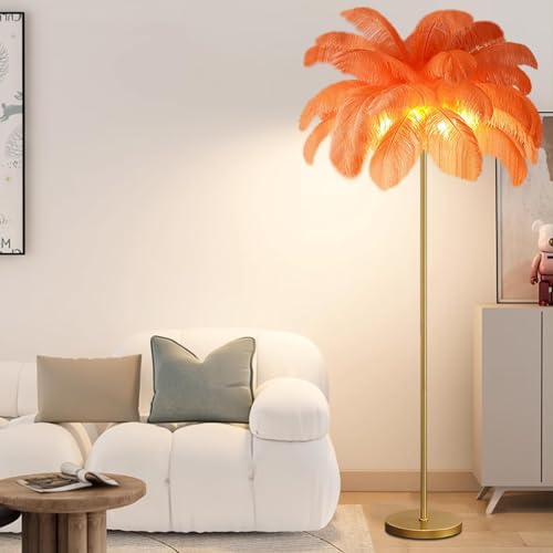 Lámpara de pie alta de plumas regulable LED G4 para decoración de salón y oficina