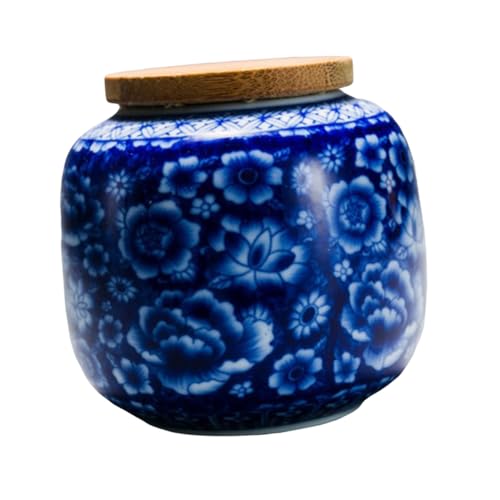 Operitacx 製密封茶筒 木製蓋付き 高硬 耐摩耗性のセラミック保存容器 お茶 紅茶の香りを守るおしゃれな収納瓶 キッチンインテリアに 贈り物