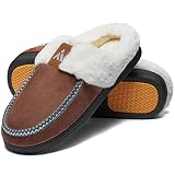  Mishansha Pantuflas de Forro de Felpa Cálidas Hombre Zapatillas Cómodo Interior y Exterior Slippers Marrón 45 EU