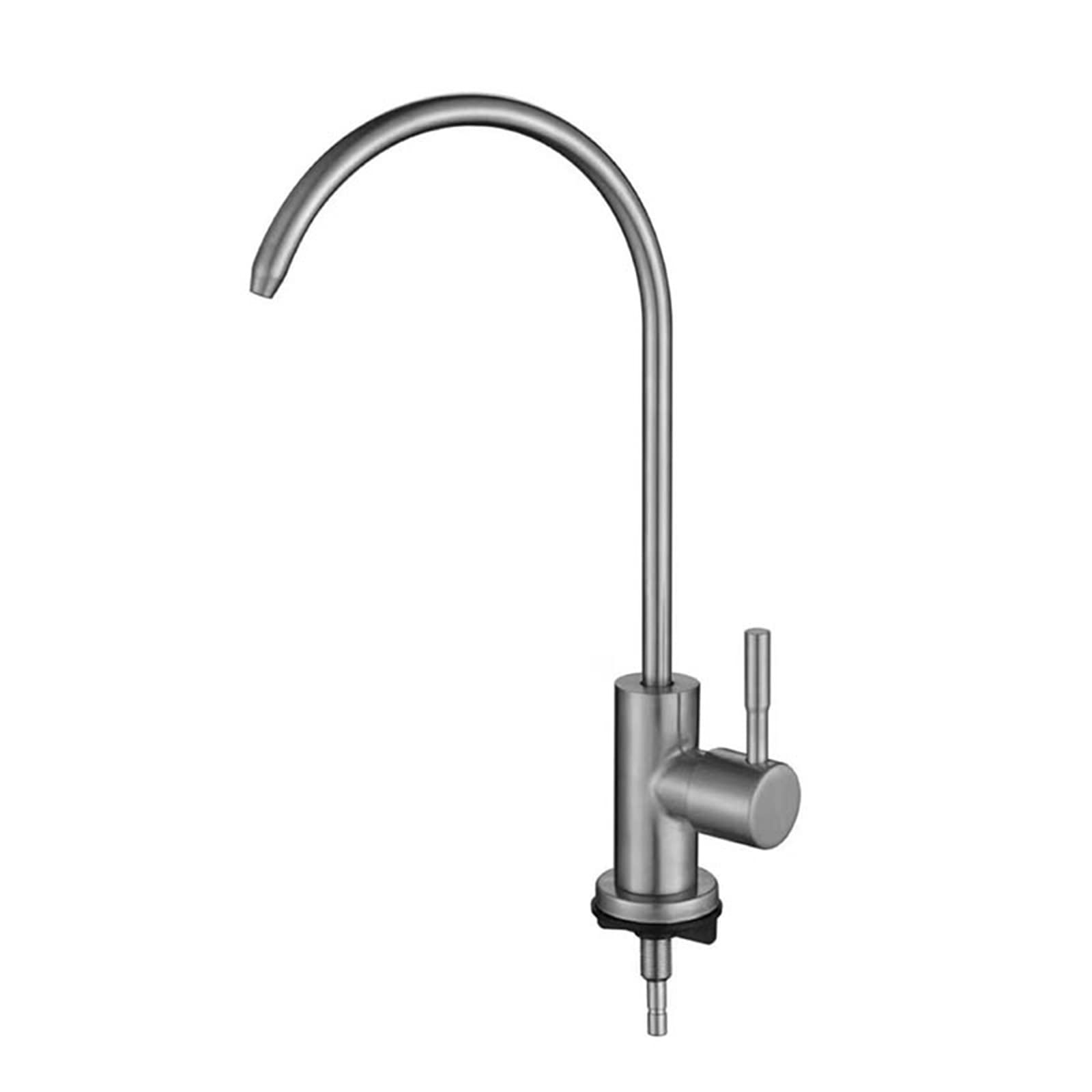 Brushed Gooseneck Drinking Water Tap - Fits All Water Reverse Osmosis Systems, Single Cold Kitchen Tap
