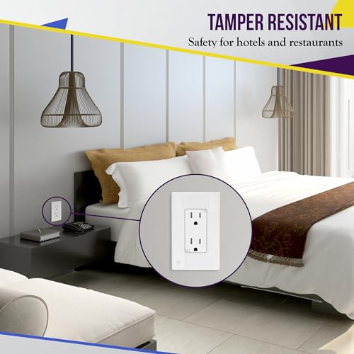 ENERLITES Industrial Grade Decorator Outlet, 15A 125V, Tamper-Resistant Duplex Receptacle, Self-Grounding, 5-15R, 2-Pole, 3-Wire Grounding, UL Listed, 63150-TR, White (10 Pack) by ENERLITES - Image 6
