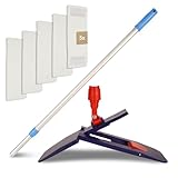G.I.V. Bodenwischer Set 50cm Klapphalter mit Trittmechanik & Magnetverschluss + Teleskopstiel ausziehbar 88-150cm inkl. 5X Mikrofaser Wischmopp - Wischer Bodenreinigung - Gebäudereinigung