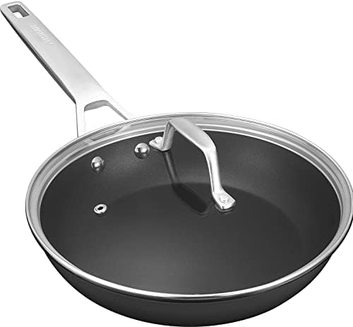 MsMk 12 1/2 inch Non Stick Frying Pan with Lid, Stay-Cool Handle，Scratch-resistant, Peeling-resistant Skillet - Dishwasher & Oven-Safe to 700°F Fry Pan, Induction, Ceramic and Gas Cooktops