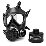 CBRN Gas Mask with NBC Filter – Full Face Respirator for Chemical, Biological, Nuclear Protection | Anti-Fog Impact Lenses | Adjustable Tactical Mask for Emergency, Survival, Industrial Use