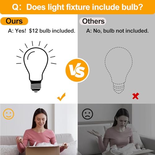 Industrial Semi Flush Mount Ceiling Light, 800 Lumen LED Bulb Included, Clear Glass Shade Ceiling Light Fixture, Farmhouse Light Fixture for Hallway Corridor Kitchen Bathroom Bedroom Passway