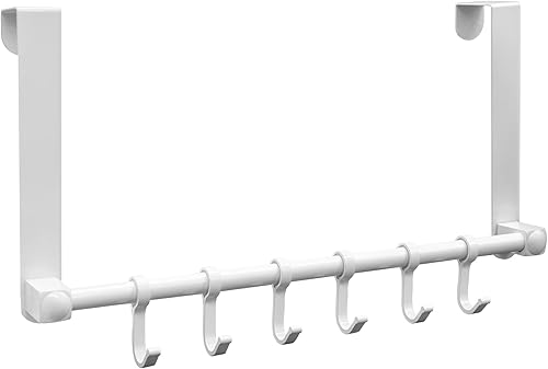Ganchos para colgar sobre la puerta, 6 ganchos para colgar sobre la puerta, organizador de puerta resistente de aluminio para toallas, bata,
