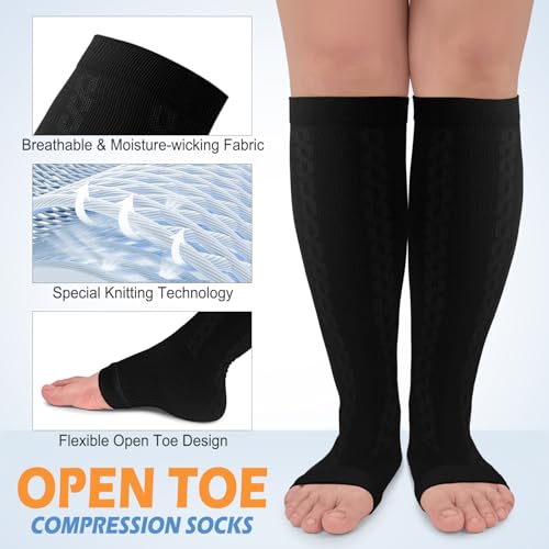 Image of CTHH Toeless Compression Socks for Women & Men Open Toe Knee High Stocking